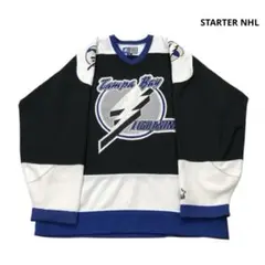 STARTER NHL ゲームシャツ ユニフォーム ロゴ刺繍 黒 青 白 Mのサムネイル