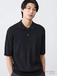 PLST ニットポロシャツ ブラックのサムネイル