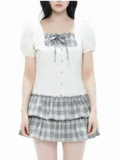 【新品未使用】バブルス　Bubbles リボンデニムワンピース　M