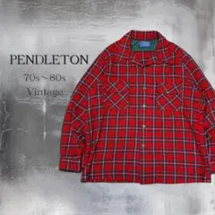 好配色 PENDLETON ウールシャツ 赤チェック USA製 70〜80s