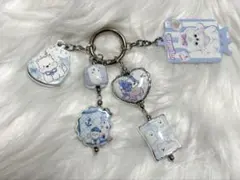 ハンドメイド じゃらじゃらキーホルダー マルチーズ ブルー