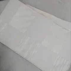 604-34　袋帯　二重太鼓　作り帯に変更可能夏帯　アイボリー 　銀糸　波模様