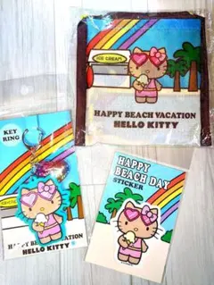 匿名配送【日焼けキティ】エコバッグ キーホルダー ステッカー 3点セット