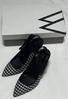 再値下げ【新品未使用】WHAT FORパンプス 23cmネイビーギンガムチェック