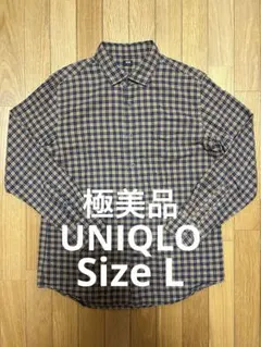 【極美品】ユニクロ ネルシャツ フランネルシャツ チェック ベージュ サイズ L