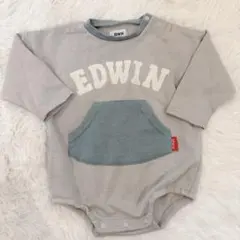 【80cm】EDWIN ポケット付きロンパース グレー　バースデイ