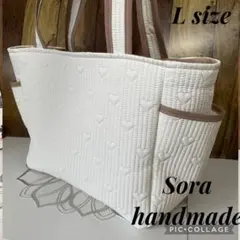 363 サイドポケットトートバッグ ヌビ　韓国　アイボリー　肩かげ可　A4対応