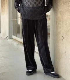 【美品】ニコアンド　2WAY ラビットベロアパンツ　黒