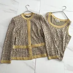 極美品 セントジョン イブニング アンサンブル ニットジャケット ラメ トリムのサムネイル