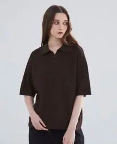 【LUENNA】 スキッパーニットポロシャツ メンズ レディース Lのサムネイル