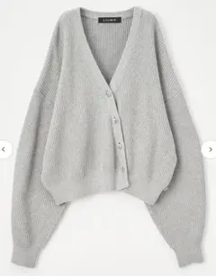 コットン　カシュクールニットカーディガン　グレー