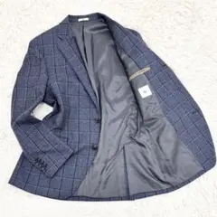 美品 スーツセレクト グアベロ メンズ スーツ ブルー チェック ネイビーAB6