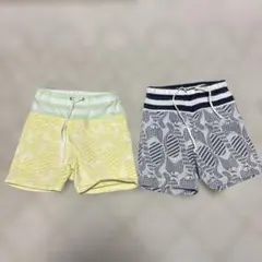 12/25処分★葉柄ハーフパンツ イエロー/グレー