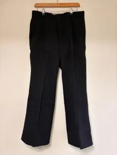ブラック プリーツ入り スラックス　古着　センタープレス