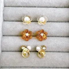 ハンドメイド　レジン　サージカルステンレスピアス　アクセサリー　ビジュー　パール