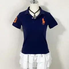 y2k ラルフローレン ビッグポニー ポロシャツ 平成ギャル 平成女児 ネイビー