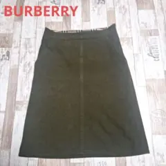 BURBERRY 膝丈スカート M カーキ ノバチェック ブルーレーベル
