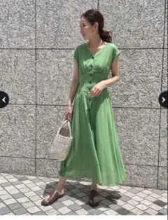 【美品】mystrada カラーワンピース　グリーン