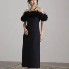 オフショルダー ブラック ロングドレス