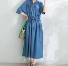 美品♥URBAN RESEARCH ROSSO ハーフスリーブデニムワンピース