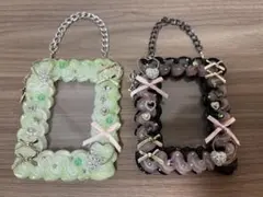 ハンドメイド トレカケース 2個 ホイップデコ チェーン 鎖 硬質カードケース