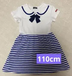 ムージョンジョン　ボーダーセーラーワンピース　110cm