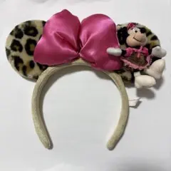 ★ミニーマウスぬいぐるみ付 ヒョウ柄カチューシャ　東京ディズニーリゾート