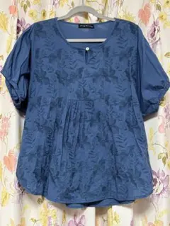 drug store's 花柄刺繍バルーン袖トップス　ネイビー　サイズ4
