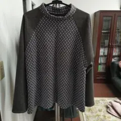 ダークグレー フリース風 長袖トップス