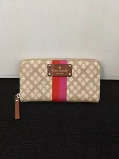 kate spade 長財布 ベージュ ストライプ