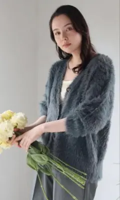 ♡BonjourSagan♡シャギーカーディガン チャコールグレー