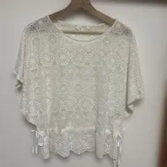 組曲　総レースブラウス ドルマン ウエストリボン　M