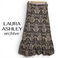 LAURA ASHLEY archive 総柄ジャガード ロングフレアスカートM
