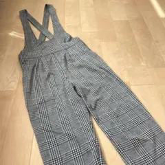 レディース オールインワン サロペットパンツ チェック柄 千鳥格子 Mサイズ