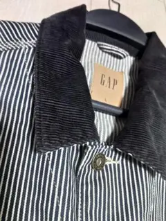 古着　GAP　ギャップヒッコリーストライプジャケット　カバーオール　L