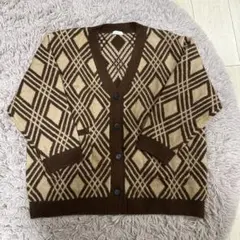 LOWRYS FARM ダイヤモンド柄カーディガン