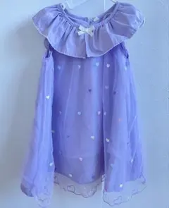 紫色ハート　刺繍　ノースリーブ　ワンピース　パンツセット　110cm