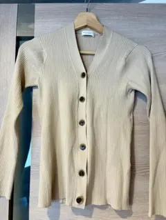 BEAUTY&YOUTH ベージュリブ編みカーディガン