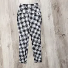 ちどり柄 レギンス ヨガパンツ ハイウエスト韓国ブランド　黒　S