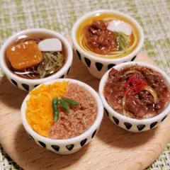 ミニチュアフード ミニ丼＆ミニうどん、そばセット