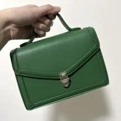 レトログリーンの2wayバッグ　トートバッグ　ショルダーバッグ