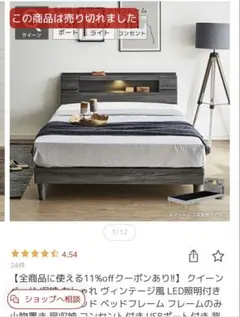 퀸 사이즈 침대 (LED 조명 포함)