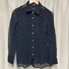 Leilian レリアン 長袖 シャツ ブラウス ブラック レース　9