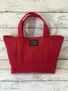 トートバッグ　ハンドメイド　ミニトート　赤　お散歩バック