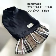 handmade ブラック&チェックのワンピース Sサイズのサムネイル