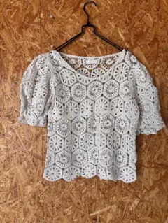MAX&Co カットソー アイボリー レース編み ノースリーブ サマーニット 