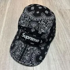 最終値下げ！Supreme 21ss Bandana Camp Cap ブラックのサムネイル
