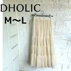 【新品】DHOLIC シフォンティアードスカート　ホワイト　韓国　ふんわり　Mのサムネイル
