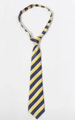 キッズ　ネクタイ　ネイビーとイエローのストライプ