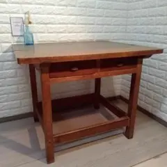 ざ*め様 ★sale★古大きな机 木製作業台 テーブル 陳列台 昭和 レトロ ア ざ*め様 ☆sale☆古大きな机 木製作業台 テーブル 陳列台 昭和 レトロ